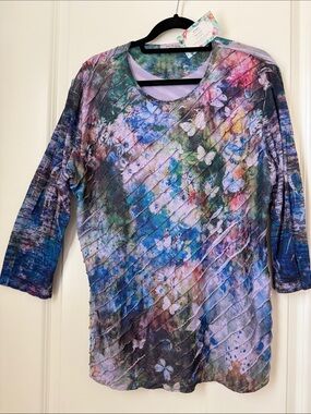 Artsy Unique Multicolor Floral-Print Women's Top size XL